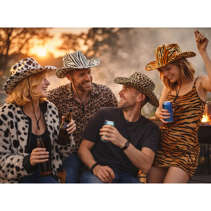 Cowboyhatt med vild leopardmönster