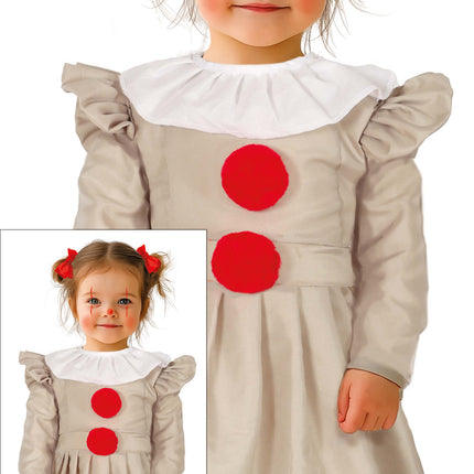 Halloween Klänning Flicka Clown Med Krage