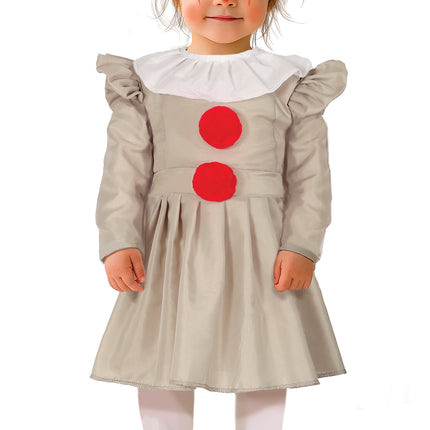 Halloween Klänning Flicka Clown Med Krage