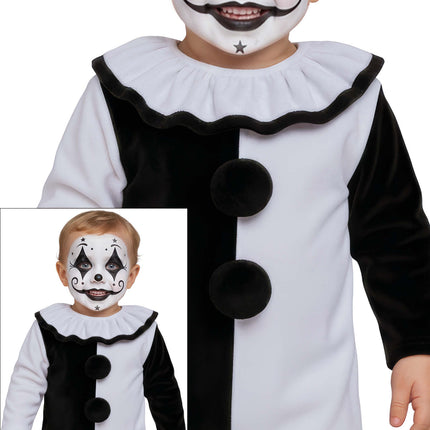 Halloween-kostym, svartvit, babyclown