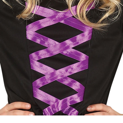 Häxa Halloween Kostym Flicka Svart Lila