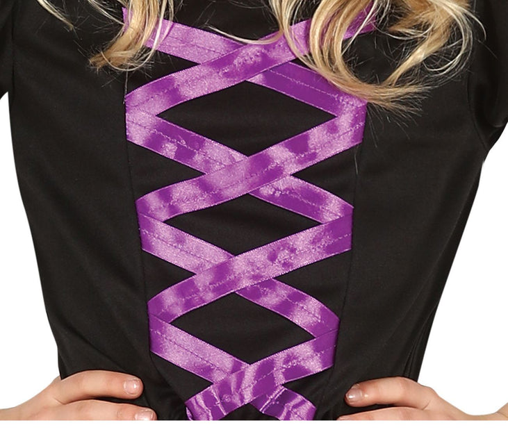 Häxa Halloween Kostym Flicka Svart Lila