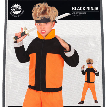 Ninja Dräkt Pojke Orange Svart