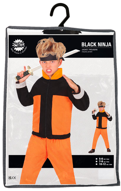Ninja Dräkt Pojke Orange Svart