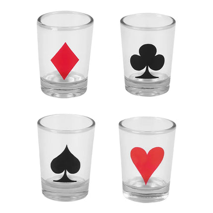 Drickpoker-set (120 pokermarker, 1 kortlek, 4 shotglas)