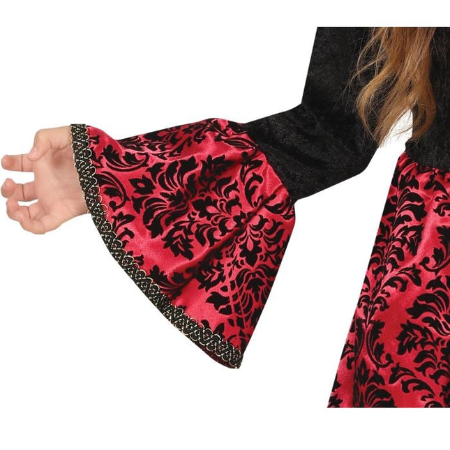 Vampyr Halloween Kostym Flicka Svart Röd