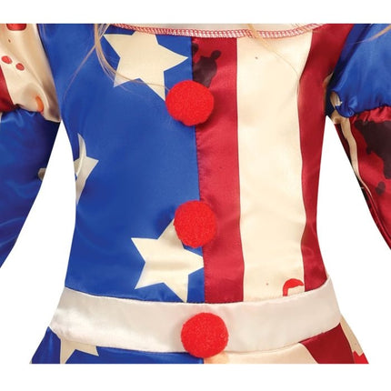 Skräck Clown Halloween Kostym Flicka Blå Röd