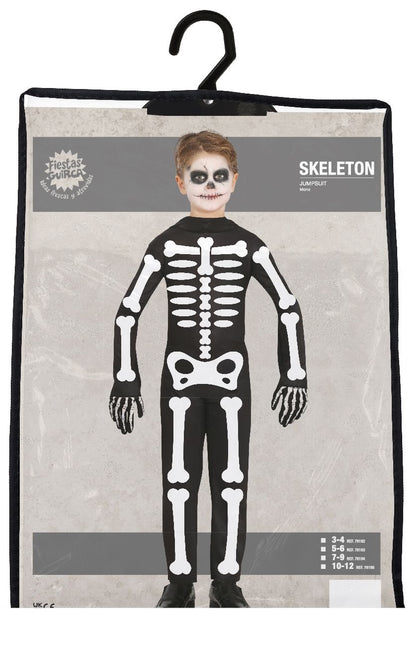 Skelett Halloween Kostym Barn Vit Svart