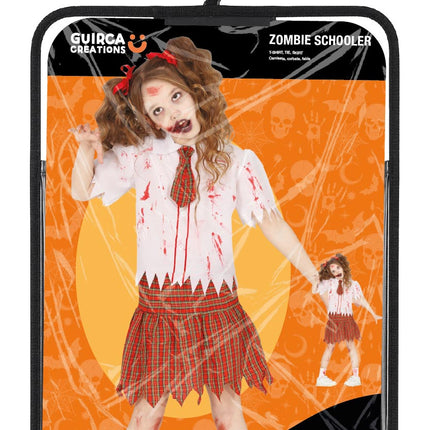 Schoolmeisje Kostuum Rood Wit Zombie