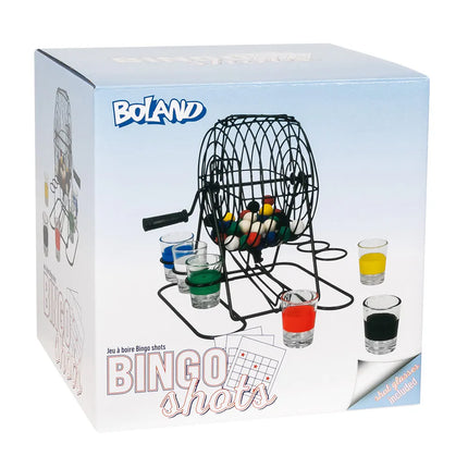 Drickleksset ”Bingo shots” (bingohjul i metall, 48 kulor, 6 shotglas)