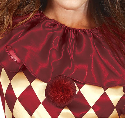 Skräck Clown Halloween Kostym Dam Röd Guld