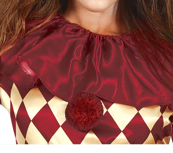 Skräck Clown Halloween Kostym Dam Röd Guld