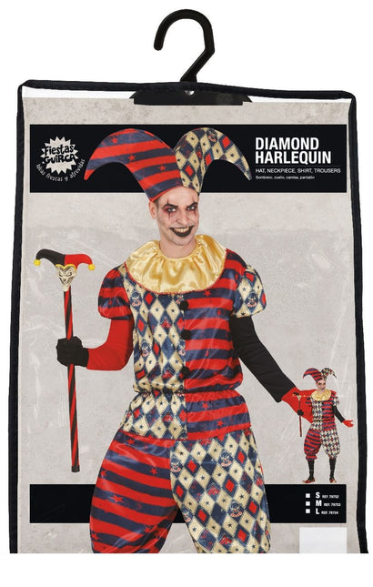 Harlekin Halloween Kostym Herr Diamant