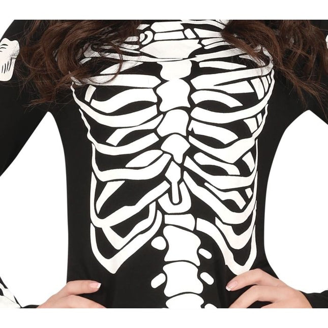 Skelett Halloween Klänning Dam Svart Röd