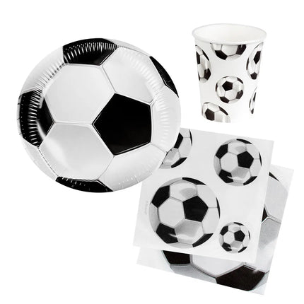 Bordservis med fotbollsmotiv (6 tallrikar, 6 muggar, 12 servetter)