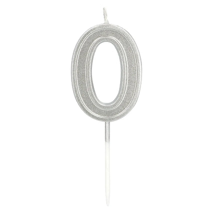 Ljus ”Elegant '0'” i silver på pinne (3 x 4,2 x 0,7 cm)