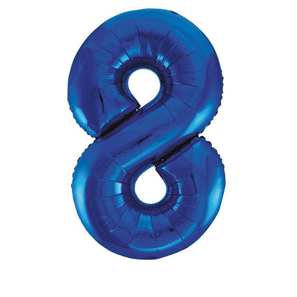 8 Jaar Cijfer Ballon Blauw Leeg 86cm van Unique koop je bij Partywinkel