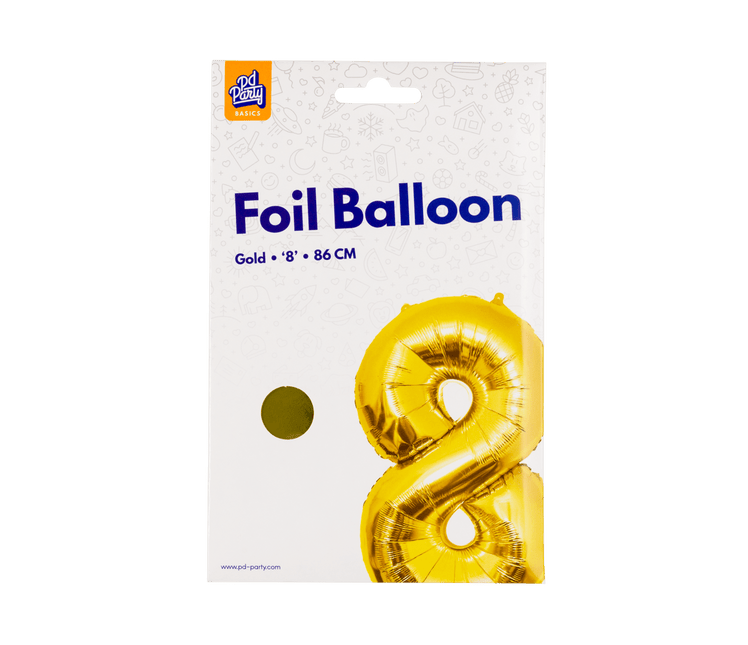 8 Jaar Cijfer Ballon Goud Leeg 86cm van Paper Dreams koop je bij Partywinkel