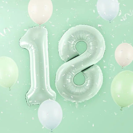 8 Jaar Cijfer Ballon Mintgroen Leeg 72cm van Partydeco koop je bij Partywinkel