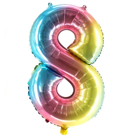 8 Jaar Cijfer Ballon Regenboog Leeg 1m van VDV Benefit koop je bij Partywinkel