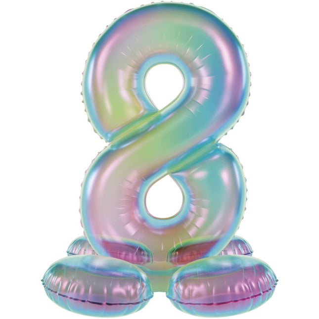 8 Jaar Cijfer Ballon Standaard Holografische Leeg 72cm van Folat koop je bij Partywinkel