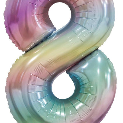8 Jaar Helium Ballon Regenboog Pastel Leeg 86cm van WeFiesta koop je bij Partywinkel