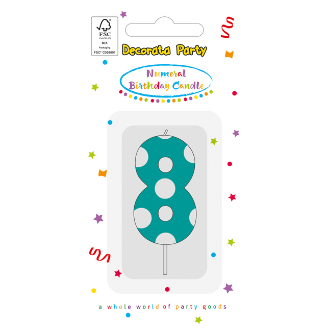 8 Jaar Kaars Lichtblauw van Procos koop je bij Partywinkel