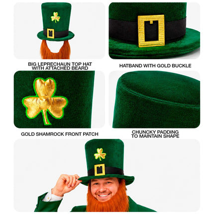 St. Patrick's Day-hatt med skägg, 25 cm