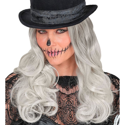 Halloween-peruk, ljusgrå