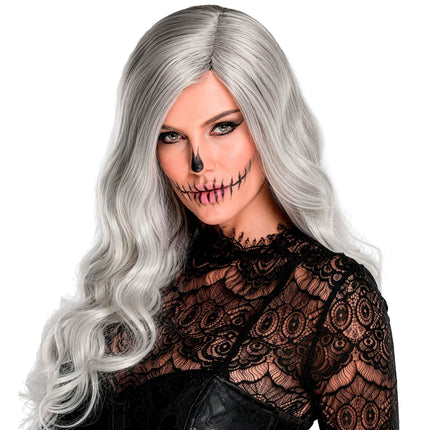 Halloween-peruk, ljusgrå