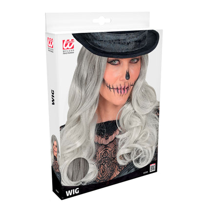 Halloween-peruk, ljusgrå