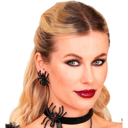 Halloween-örhängen med spindlar och strass