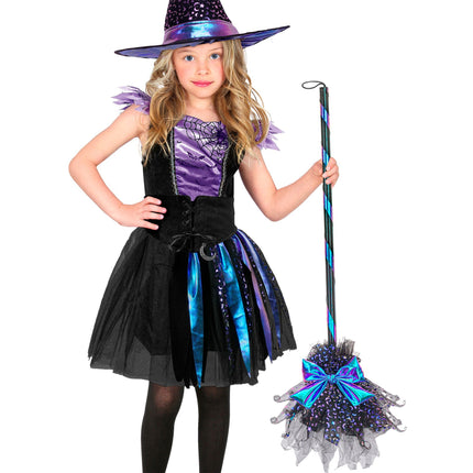 Halloween-häxkvast med stjärnor och måne, 85 cm