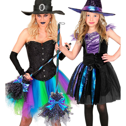Halloween-häxkvast med stjärnor och måne, 85 cm