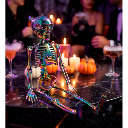 Halloween-skelett i regnbågsfärger, 28 cm
