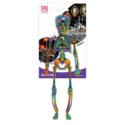 Halloween-skelett i regnbågsfärger, 28 cm