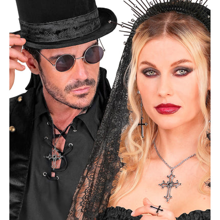Halloween-halsband med kors och ädelstenar
