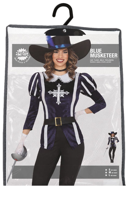 Musketör Kostym Blå Dam