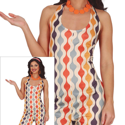 Disco 70S Jumpsuit Färgad Dam