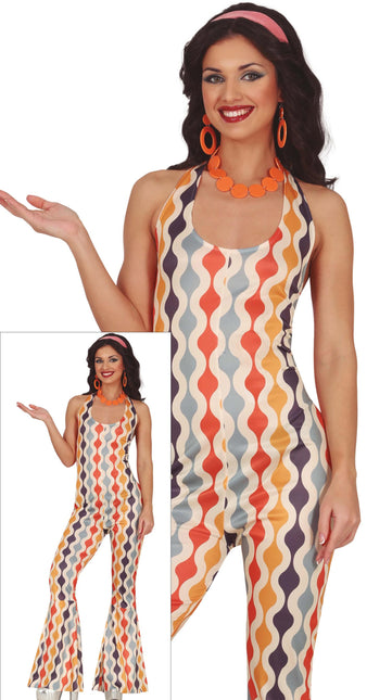 Disco 70S Jumpsuit Färgad Dam