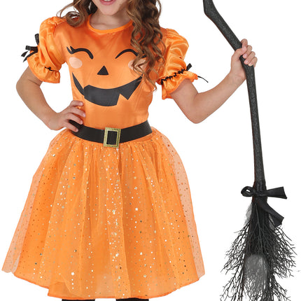 Halloween-klänning, orange, för barn, häxa