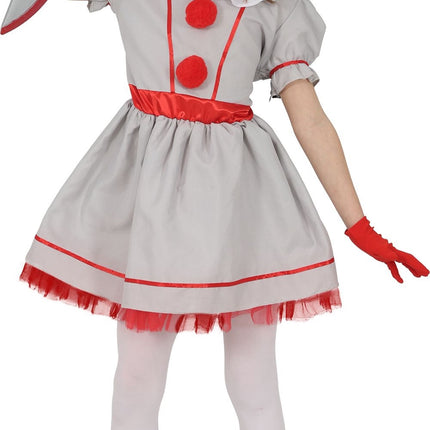 Halloween-klänning, vit, barn, vintage, clown