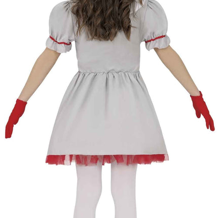 Halloween-klänning, vit, barn, vintage, clown