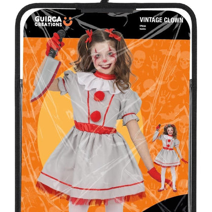 Halloween-klänning, vit, barn, vintage, clown