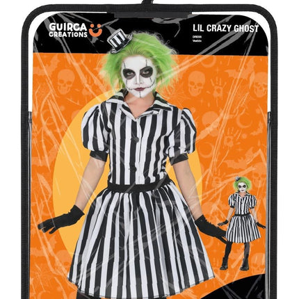 Halloween-klänning, svart och vit, barn, liten, rolig spökfigur