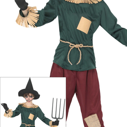 Halloween-kostym, färgglad fågelskrämma för barn