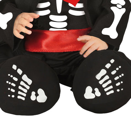 Skelett Halloweenkostym Baby Röd rosett