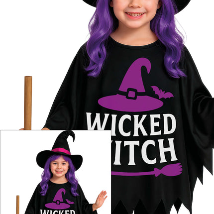 Halloween-poncho för barn – häxa