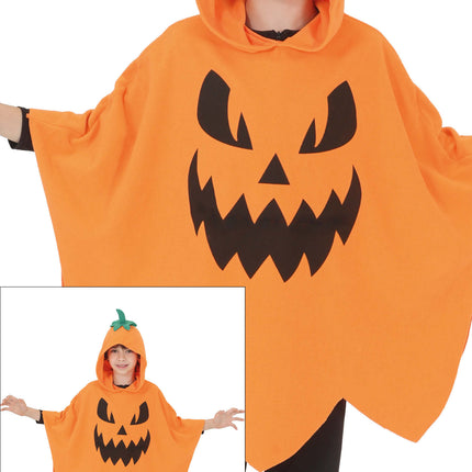 Halloween-poncho för barn med pumpamotiv