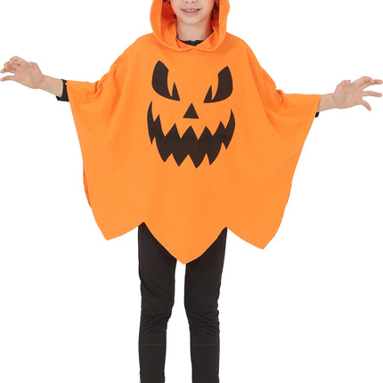 Halloween-poncho för barn med pumpamotiv